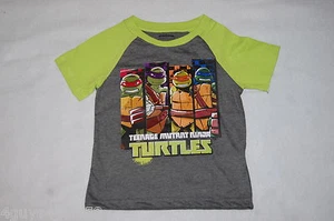 Boys S/S TMNT Tee Shirt GRAY & LIME GREEN Teenage Mutant Ninja Turtles SIZE 4 - Picture 1 of 1