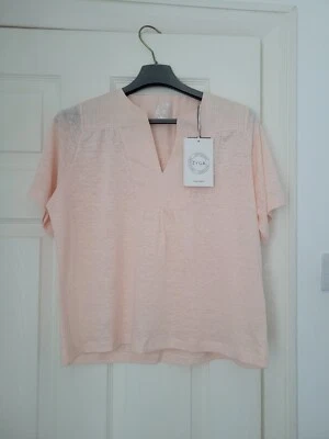 Zyga Lin'n Laundry 100% Linen T-shirt Short Sleeve Sandy Colour Size L RR £115 - Image 1 of 4