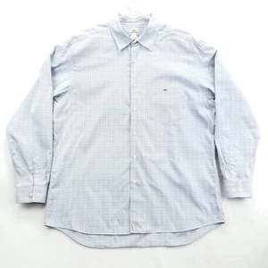 Camicia Lacoste uomo 45 blu quadri quadri bottoni davanti manica lunga logo coccodrillo cotone - Foto 1 di 11