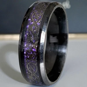 Anillo Negro Acero Inoxidable Oro Celta Diseño Tejido Irlandés Talla 14 - Imagen 1 de 2