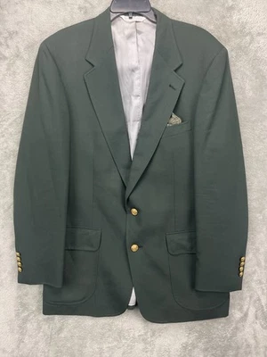 Lands End мужской блейзер 42L лес зеленый шерсти две кнопки золотой герб кнопки США - Изображение 1 из 4