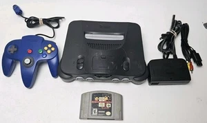Nintendo 64 N64 Console With Blue OEM Controller, Game, Power Cord, AV Cables - Picture 1 of 12