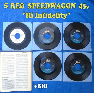 5 REO Speedwagon Singles from "Hi Infidelity" + BIO  🎸 Good Condition - Image 1 of 4