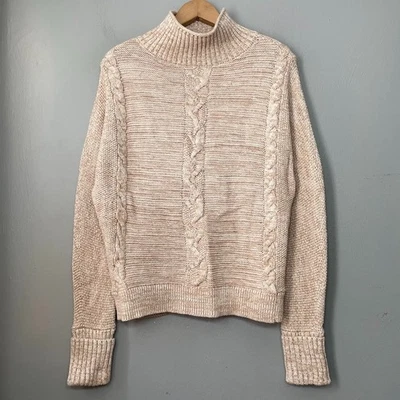 Suéter Cuello Simulado Tejido con Cable Avena Talla Pequeña Pescador Scandi Grueso Boho Foto 1 de 4