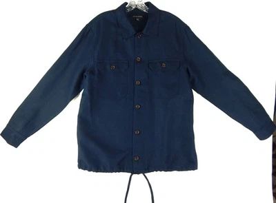 Banana Republic LINEN Cotton Safari Jacket Shacket Men L BLUE Button Front - Image 1 of 4