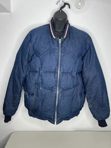 Vintage Comfy Blue Down Puffer Jacket USA Made Coat Men's Size M/L - Picture 1 of 12