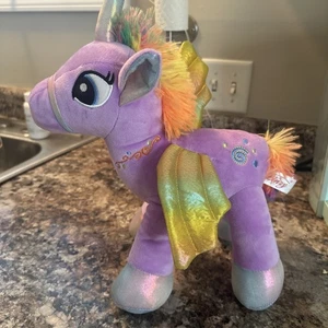 Linzy Toys Plüschtier rosa Einhorn 12 Zoll Pegasus Stofftier Kumpel mit Regenbogenmähne - Bild 1 von 5
