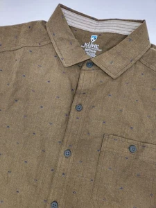 Neu mit Etikett Kuhl Intrepid Skorpio Hemd Herren M braun Kurzarm Knopfleiste Leinenmischung - Bild 1 von 10