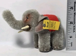 Vintage Steiff Miniatur 3" Mohair Elefant 0500/07 Österreich Silber Ohr Knopf - Bild 1 von 8