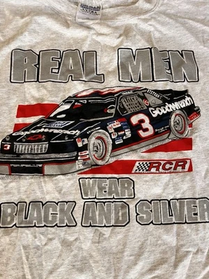 Camiseta De Colección Años 90 Dale Earnhardt REAL MEN WEAR NEGRA Y PLATEADA 2XL NASCAR Foto 1 de 4