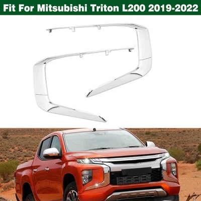 4x Chrome Front Bumper Molding Trim Cover For Mitsubishi Triton L200 2019-2022  - Image 1 of 4
