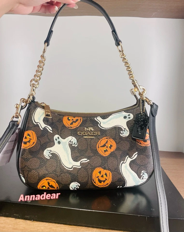 Coach Teri Shoulder Bag In Signature Canvas With Halloween Print CCE71