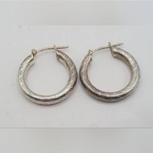 Vintage Medium Hoop Sterling Silver Earrings - Picture 1 of 2