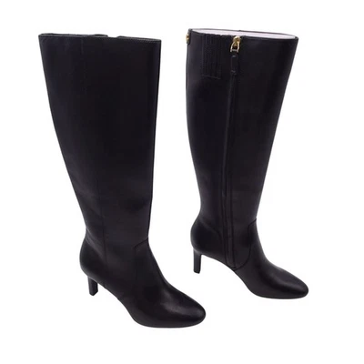 NEW Lauren Ralph Lauren Caelynn II Burnished Leather Tall Boot Size 5.5 B Black - Image 1 of 4