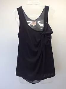 DELETTA Anthropologie schwarz ärmellos Strick asymmetrischer Ausschnitt Schleife Top NEU - Bild 1 von 5