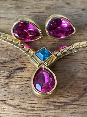 Swarovski vintage espiga pasarela llamativo collar con pendientes! impresionante! Foto 1 de 4