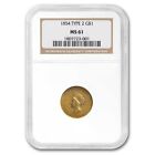 1854 $1 Indian Head Gold Type 2 MS-61 NGC