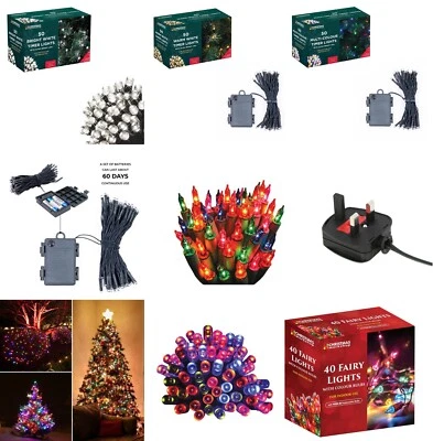 BATTERY OPERATED LED FAIRY LIGHTS WITH TIMER INDOOR/OUTDOOR CHRISTMAS XMAS PARTY - Image 1 of 4