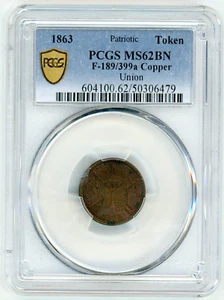 PCGS 1863 Patriotic Union Token MS62BN - Picture 1 of 2