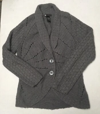 Carole Little Cardigan Corderos Lana Angora Gris 2 Botones Tejido Mujer’s Talla Grande Foto 1 de 4
