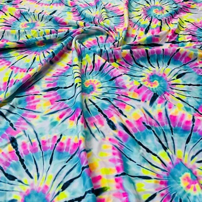 Pastel Colored Tie Dye Print  Nylon Spandex Fabric 4 Way Stretch for swimwear - Image 1 of 4