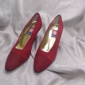 Anne Klein Vintage red Suede Heels Pumps Shoes Sz 6 M US Made In Italy Used Once - Picture 1 of 7