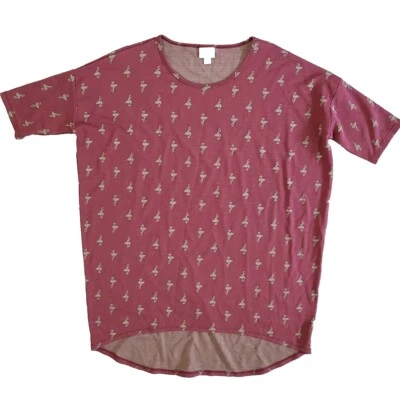 Lularoe Flamingo Top Small Pink Green High Low  - Image 1 of 4