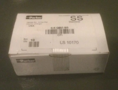 Parker  6-6 GBZ-SS Tube Conn. 3/8" Tube OD x 3/8" Female NPT 316SS NEW Box of 10 - Image 1 of 4