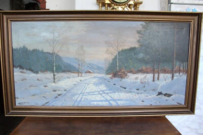 DEKORATIVES DÄNISCHES GEMÄLDE "WINTER IN SMALAND" SIGNIERT:W.DANNERFJORD #11722 - Bild 1 von 4