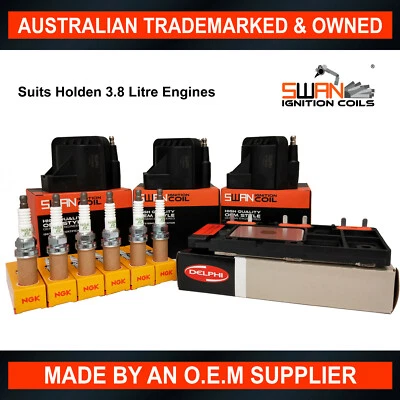3x Ignition Coil w/ Delphi DFI Module & 6x NGK Spark Plugs Holden VP to VY 3.8L - Image 1 of 4