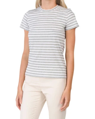 Новый с Ярлыками Vince в полоску ворота короткий рукав Pima хлопок белый/серый футболка sz XS - Изображение 1 из 4