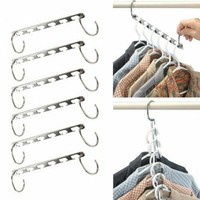 6pcs Space Saver Saving Hanger Metal Magic Hangers Clothes Closet Organizer Hook