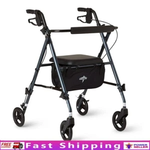 Folding Aluminum Mobility Rollator Walker 6" Wheels Adjustable Arms and Seat - Picture 1 of 6