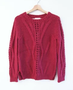 Benedetta B Sz S Maroon Wool Alpaca Mix Cable Knit Sweater Jumper Made In Italy - Picture 1 of 10