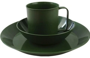 CAMPING PLATE BOWL OR CUP X4 ARMY GREEN DURABLE PLASTIC CADET TRAVEL TABLEWARE - Picture 1 of 5