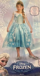 ELSA Dress Girls Costume Disney Frozen RARE 2014 Tiara Included-NEW Size 4-6x - Picture 1 of 9