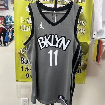 Camiseta deportiva gris Nike Jordan NBA Swingman de los Brooklyn Nets Kyrie Irving #11 talla 48-L Foto 1 de 4
