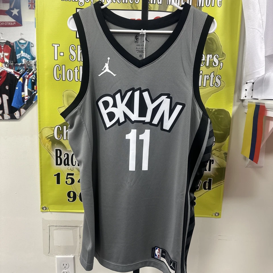 Brooklyn Nets Kyrie Irving #11 Grey Nike Jordan NBA Swingman Jersey Size 48-L