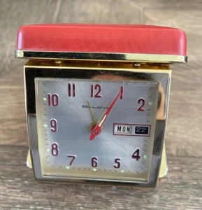Vintage Bulova Travel Alarm Clock W/ Original Box Made in Japan Works Tested —2 - Picture 1 of 6