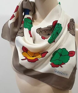 Bufanda de pañuelo vintage con estampado floral multicolor de seda crema GIANNI VERSACE - Imagen 1 de 5
