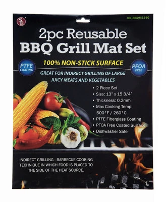 Paquete de 2 Estera de Cocina Antiadherente para Parrilla de Barbacoa Verduras Camping Supervivencia Estufa  Foto 1 de 4