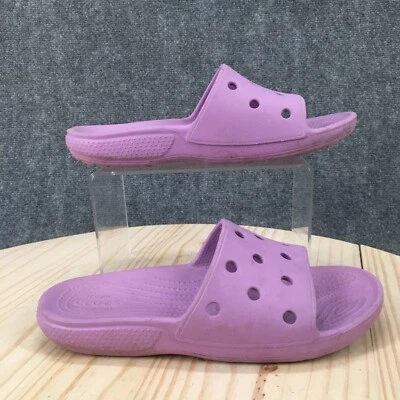 经典凉鞋女式 7 男式 5 Crocs 滑鞋紫色懒人鞋舒适露趾平底 — 第 1/4 张图片