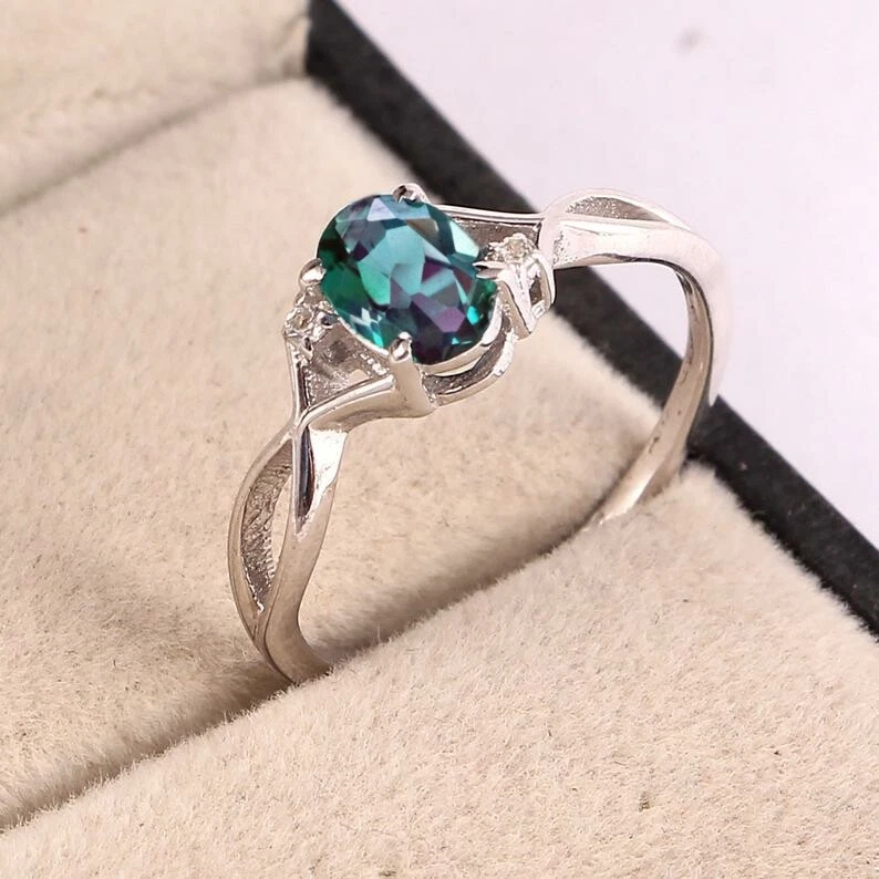 Color Changing Ring Lab Alexandrite Ring Proposal Ring June Birthstone Ring - Image 1 of 1