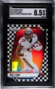 2024 PANINI PRIZM MIKE EVANS, 270, BLANCO Y NEGRO CHECKER PRIZM, SUPER BOWL CHAMP - Imagen 1 de 2