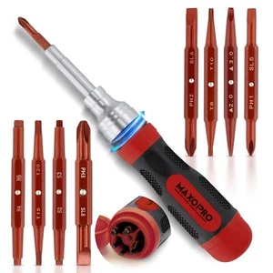 Maxopro Ratcheting Screwdriver Set with Magnetic Tips - 19 in 1 Ratchet Portable - Picture 1 of 7