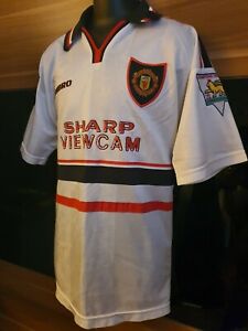 Manchester United Mufc 1996-99 Away Shirt Jersey Trikot Large Boys