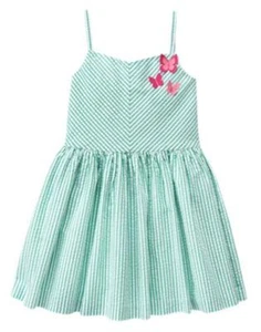 NWT Gymboree Island Hopper Seersucker Butterfly Striped Dress 10 Girls - Picture 1 of 1