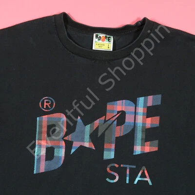Camiseta De Colección Bape Sta Para Hombre L Negra Puntada Única Mono Patinador Años 90 Foto 1 de 4