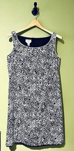 Vestido Talbots Sin Mangas 14W Estampado Abstracto Algodón Forrado Cremallera Trasera - Imagen 1 de 6