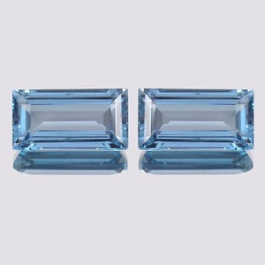 Par de piedras preciosas sueltas de corte esmeralda aguamarina brasileña natural a juego 18x12 mm - Imagen 1 de 6